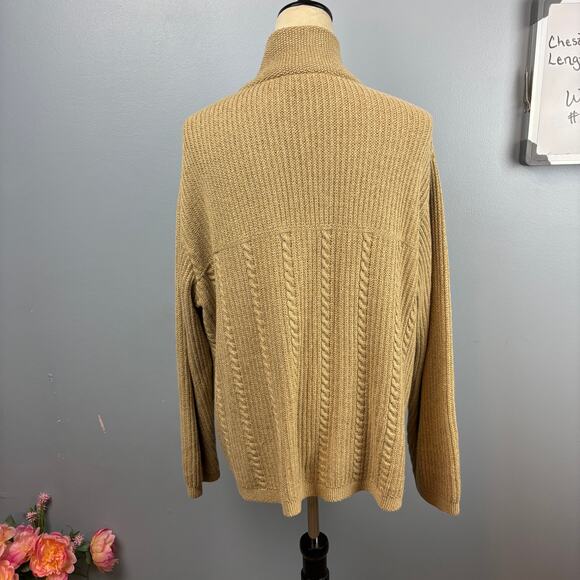 Liz Claiborne LizwearTan Chunky Knit Button Cardigan Sweater Coastal Grandma LG - Picture 2 of 8